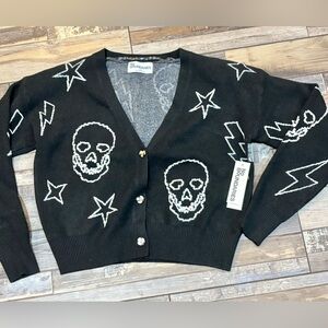 NWT No Boundaries Spooky skeleton cardigan women size 4/6 (roomy)